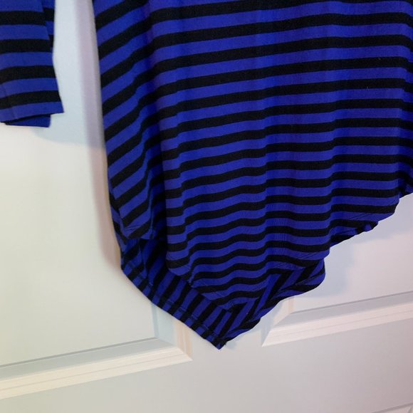 Cable & Gauge Striped Blue and Black Asymmetrical Top in Size M - Picture 7 of 10